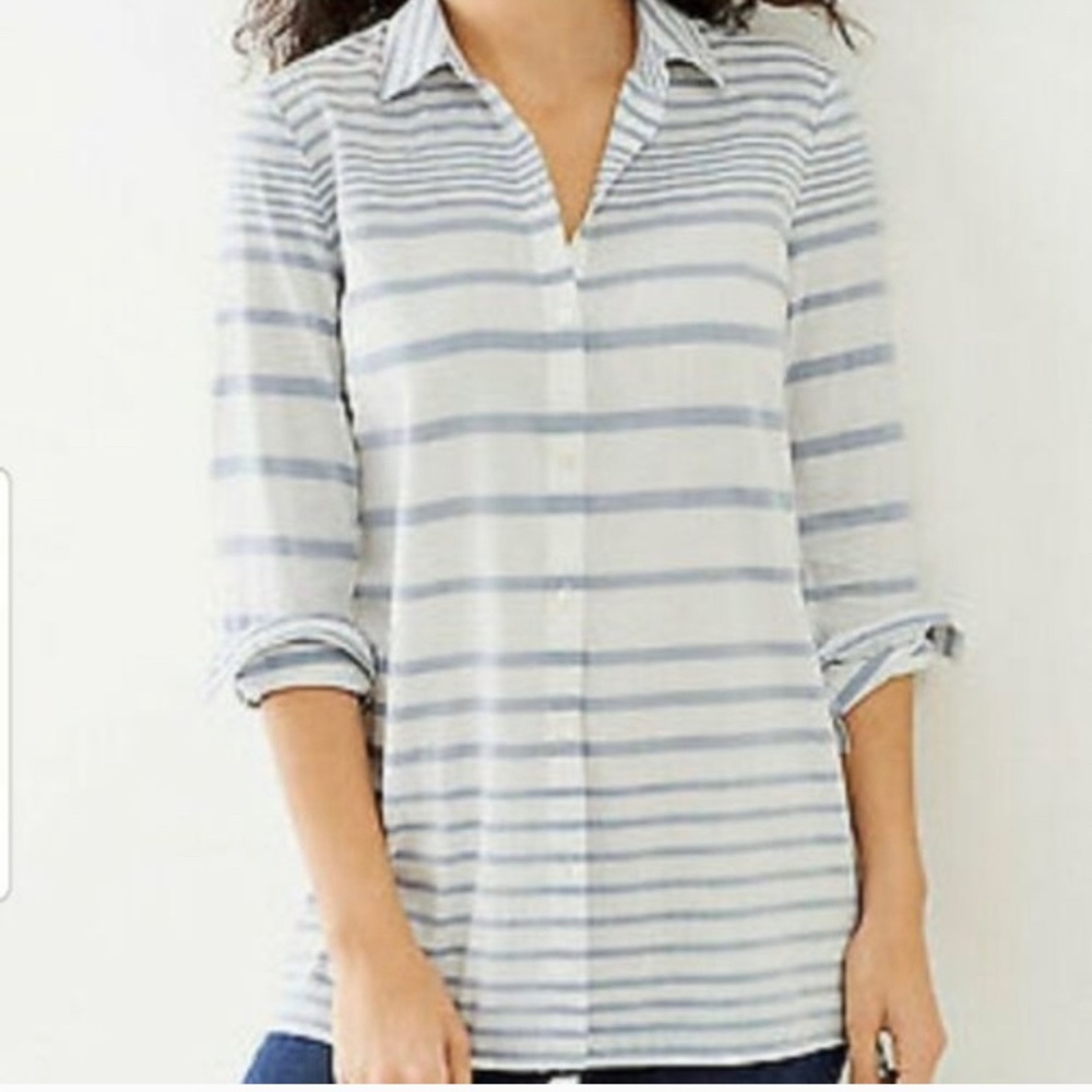 J. Jill striped lightweight button up hi-low